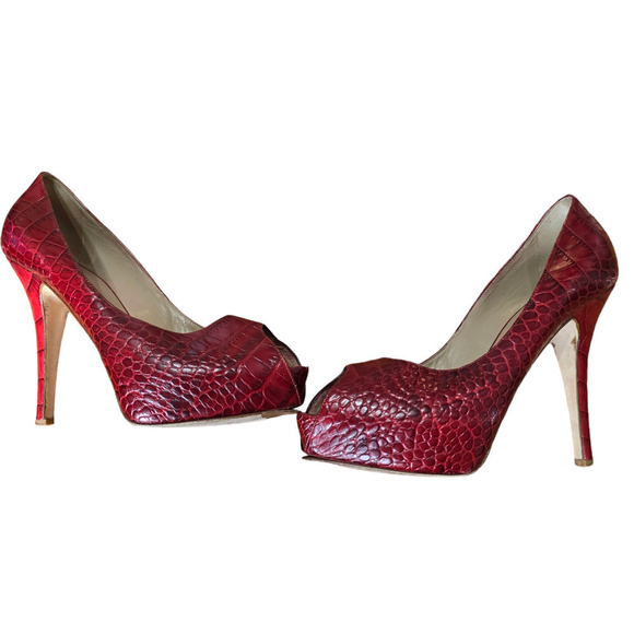 Le Silla red platform snakeskin pumps heels size 9 - Picture 2 of 8